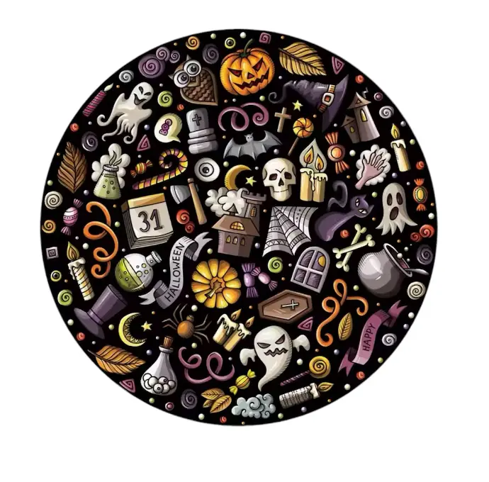 Puzzle en Bois Thème Halloween - Tête de Mort, 300 Pièces, 45x45 cm, pour Adultes et Adolescents